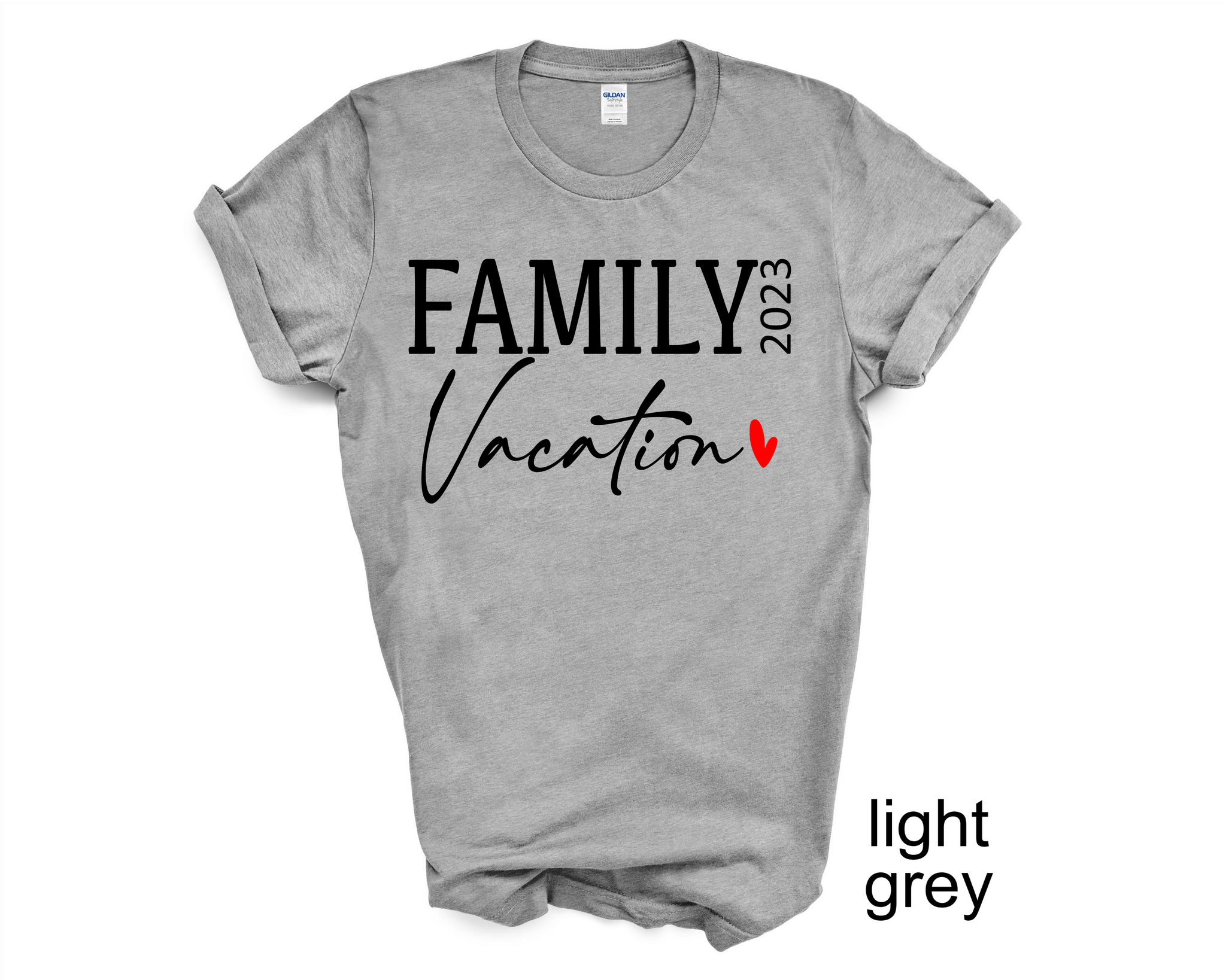 Family Vacation Sun Customized T-Shirt Lt. Gray Heather / Youth-Large