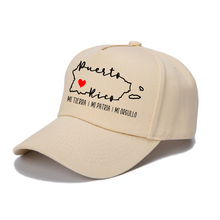 Load image into Gallery viewer, Puerto Rico Map Hat, Mi patria, Mi orgullo, Mi tierra. La Isla del Encanto.

