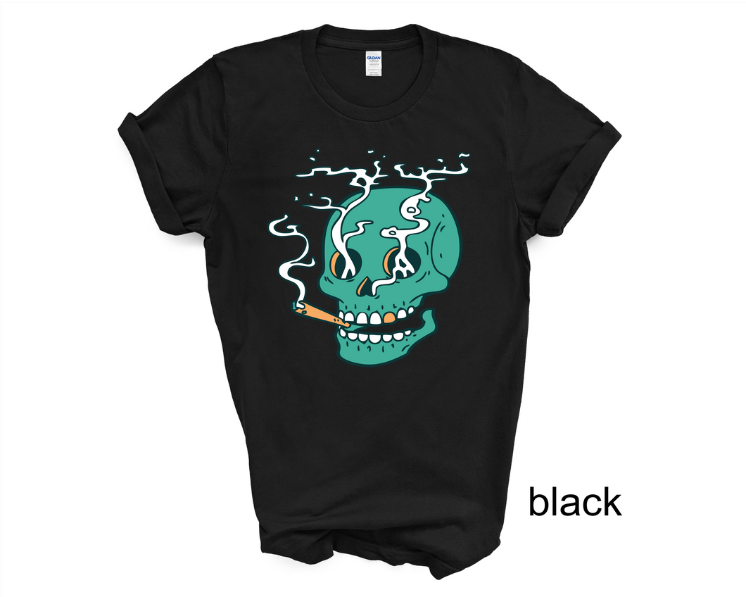 Halloween T-shirt | Smoking hippie popular skull T-shirt | Aesthetic smoke shirt