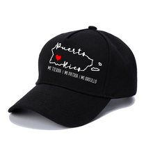 Load image into Gallery viewer, Puerto Rico Map Hat, Mi patria, Mi orgullo, Mi tierra. La Isla del Encanto.
