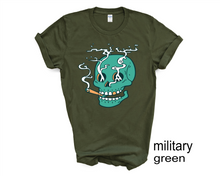 Load image into Gallery viewer, Halloween T-shirt | Smoking hippie popular skull T-shirt | Aesthetic smoke shirt
