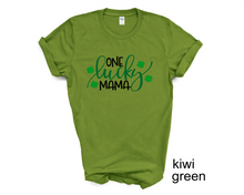 Load image into Gallery viewer, One Lucky Mama tshirt, St Patrick&#39;s Day Mom tshirt, Momlife, Lucky Mama, St Patty&#39;s Day, Unisex tshirts
