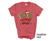 Load image into Gallery viewer, Santa&#39;s Favorite Nurse tshirt, Nurse Life t shirt, Nurse Christmas shirt, Nurse&#39;s gifts.
