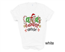 Load image into Gallery viewer, Santa&#39;s Favorite Nurse tshirt, Nurse Life t shirt, Nurse Christmas shirt, Nurse&#39;s gifts.
