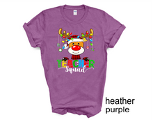 Load image into Gallery viewer, Teacher Squad Christmas tshirt, Teacher Christmas tshirts, Christmas reindeer tshirt, Christmas Teacher Gifts, Teachers, Christmas, tshirts
