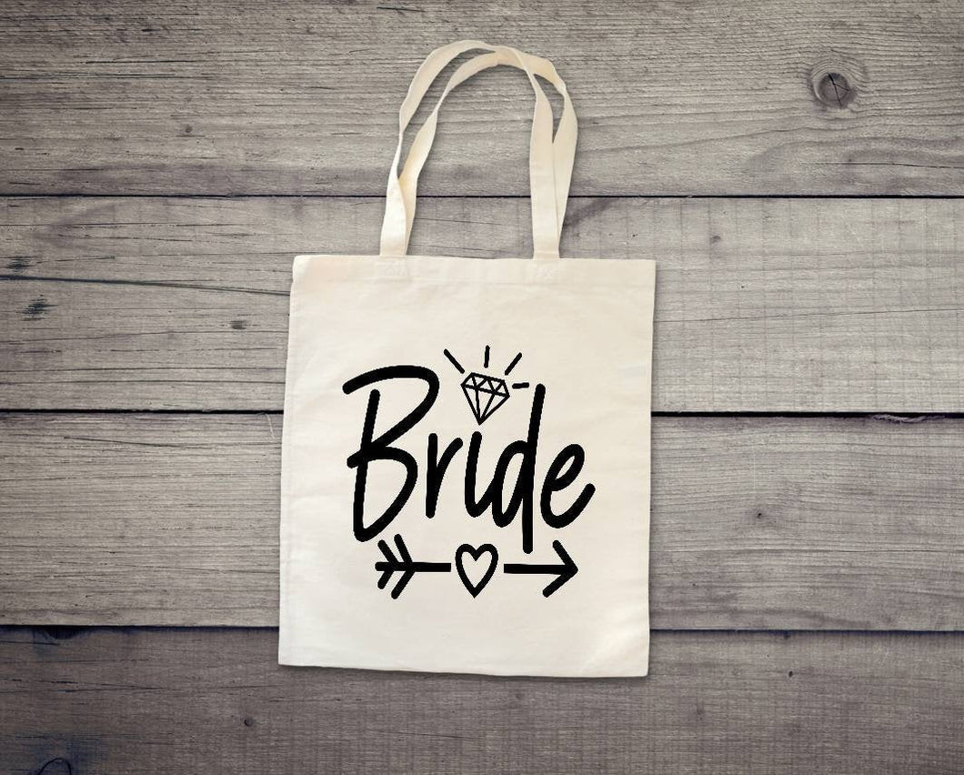 Bride tote bag. Bachelorette party gifts. Wedding party favors.