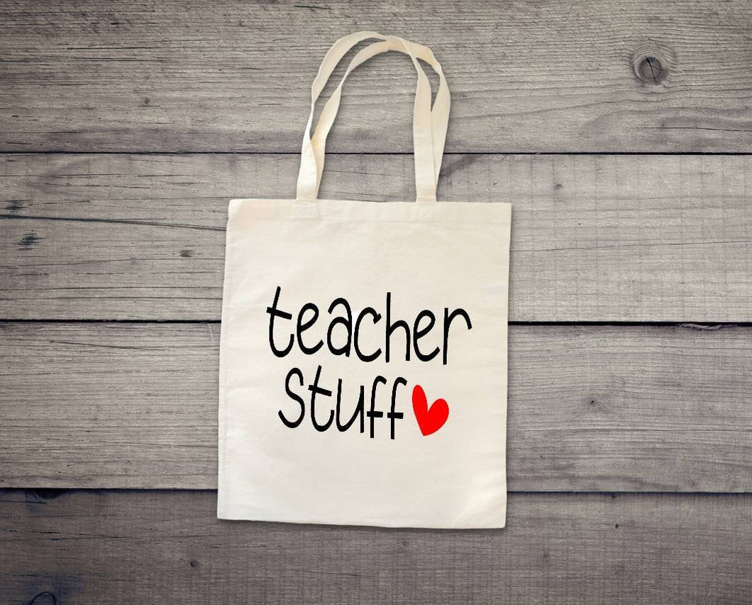 Teacher Stuff tote bag. Perfect gift for teachers. Grocery tote bag.