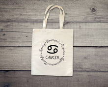 Load image into Gallery viewer, Cancer Zodiac Sign tote bag. Horoscope tote. Astrology.
