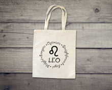 Load image into Gallery viewer, Leo Zodiac Sign tote bag. Zodiac sign tote. Horoscope.
