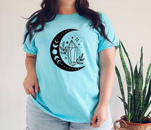 Load image into Gallery viewer, Boho Moon Phase tshirt. Crystals. Mystical. Moon. Crystals lovers.
