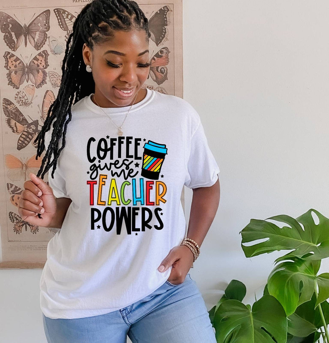 Coffee Gives me Teacher Super Powers tshirt, Teacher's  shirts, Teacher Life t shirts,