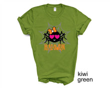 Load image into Gallery viewer, Kids Halloween tshirts, Trick or Treat shirt, Cute Spider tshirt, Halloween spider tee.
