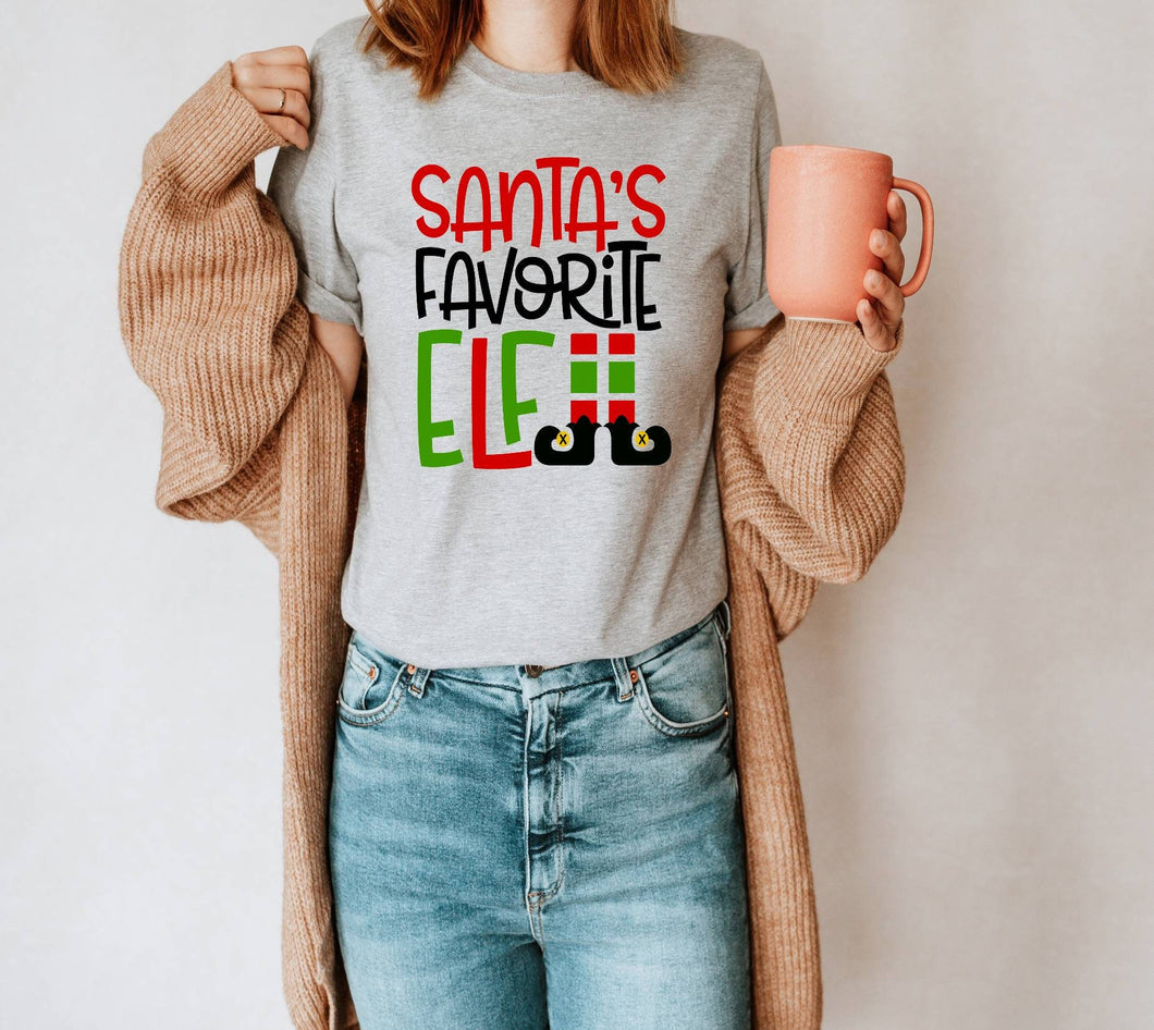 Santa's Favorite Elf tshirt, Christmas shirt, Family Matching Christmas tshirts, Elf lover, Christmas gifts, Unisex, Adult and youth sizes