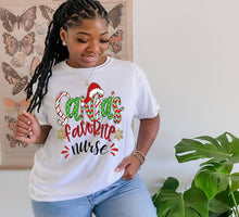 Load image into Gallery viewer, Santa&#39;s Favorite Nurse tshirt, Nurse Life t shirt, Nurse Christmas shirt, Nurse&#39;s gifts.
