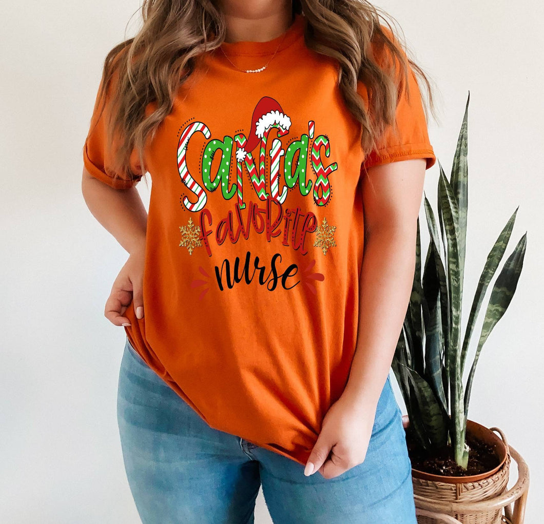 Santa's Favorite Nurse tshirt, Nurse Life t shirt, Nurse Christmas shirt, Nurse's gifts.