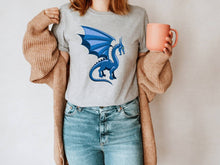 Load image into Gallery viewer, Dragon unisex tshirt, Blue dragon tshirt, Dragon fan tshirt, Dragon gifts,  Adult and youth sizes,
