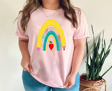 Load image into Gallery viewer, Personalized Teacher tshirt, Teacher Rainbow shirt, Paperclips, School Life, Teacher Life, Teacher gifts, Unisex tshirts
