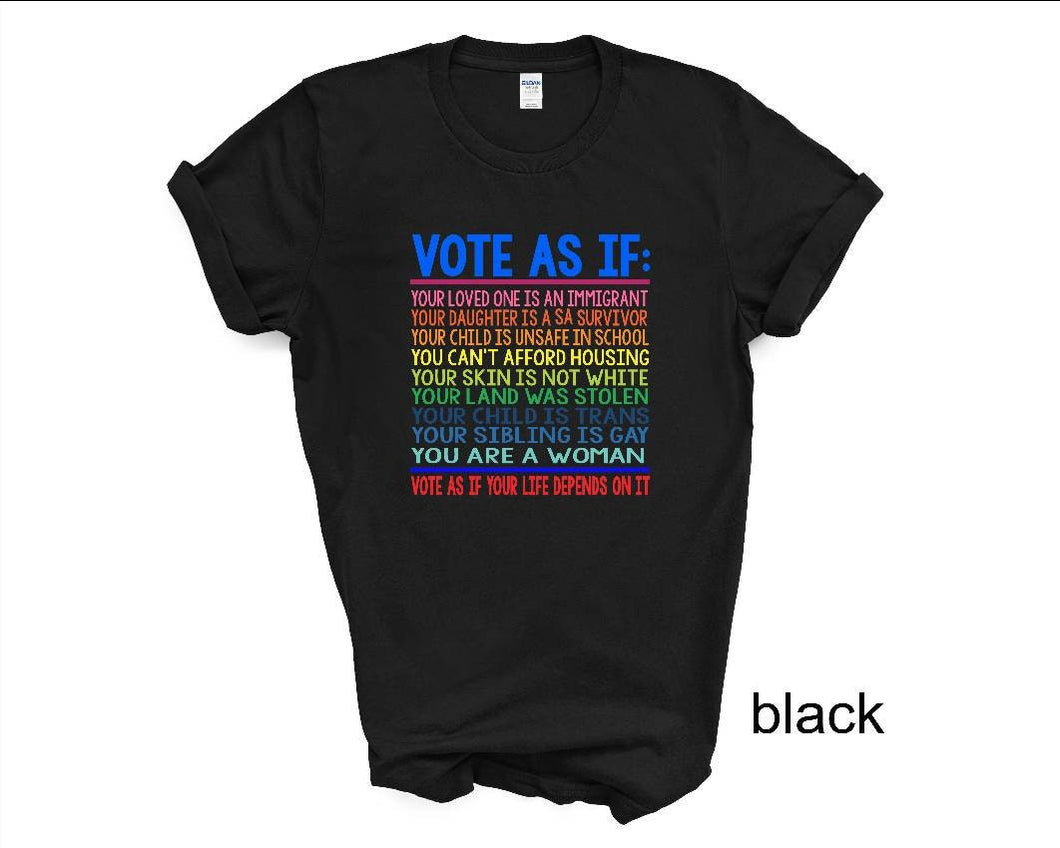 Vote As If tshirt, Election Day tshirt, Vote tshirt, Equality tshirt, LGTBQ tshirt, Women's Rights tshirt, Human Rights tshirt