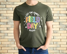 Load image into Gallery viewer, Let the Field Day Games Begin tshirt, School Field Day tshirt, Teacher&#39;s Field Day tshirt,
