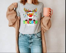 Load image into Gallery viewer, Teacher Squad Christmas tshirt, Teacher Christmas tshirts, Christmas reindeer tshirt, Christmas Teacher Gifts, Teachers, Christmas, tshirts
