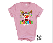 Load image into Gallery viewer, Teacher Squad Christmas tshirt, Teacher Christmas tshirts, Christmas reindeer tshirt, Christmas Teacher Gifts, Teachers, Christmas, tshirts
