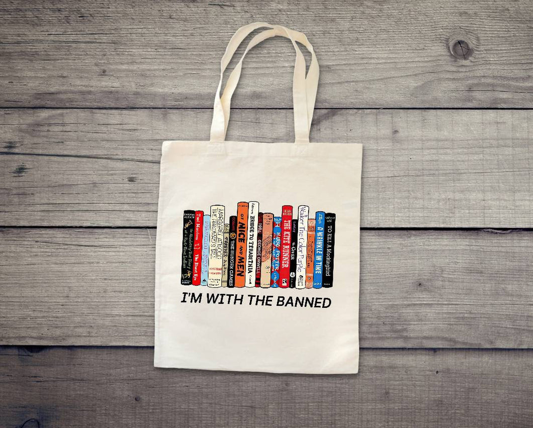 I'm with the Banned Tote Bag, Freedom to Read tote bag, Florida Banned Books tote bag, Teacher's Gifts, Reusable and washable tote bag