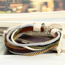 Load image into Gallery viewer, Multi strap Men Women Adjustable PU Leather Wristband Wrap Bracelet Cuff
