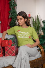 Load image into Gallery viewer, Santa&#39;s Favorite Teacher tshirt, Christmas, Teacher&#39;s Christmas tshirts.
